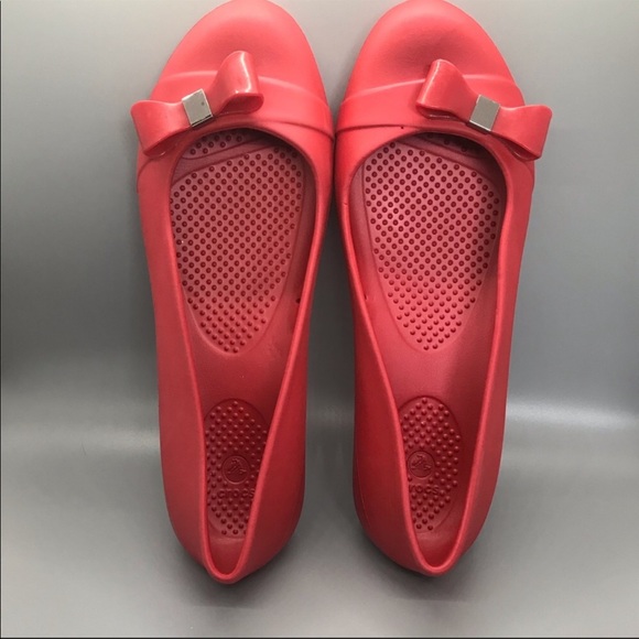 CROCS Shoes - Crocs-Red Ballerina flats embellished with Bow